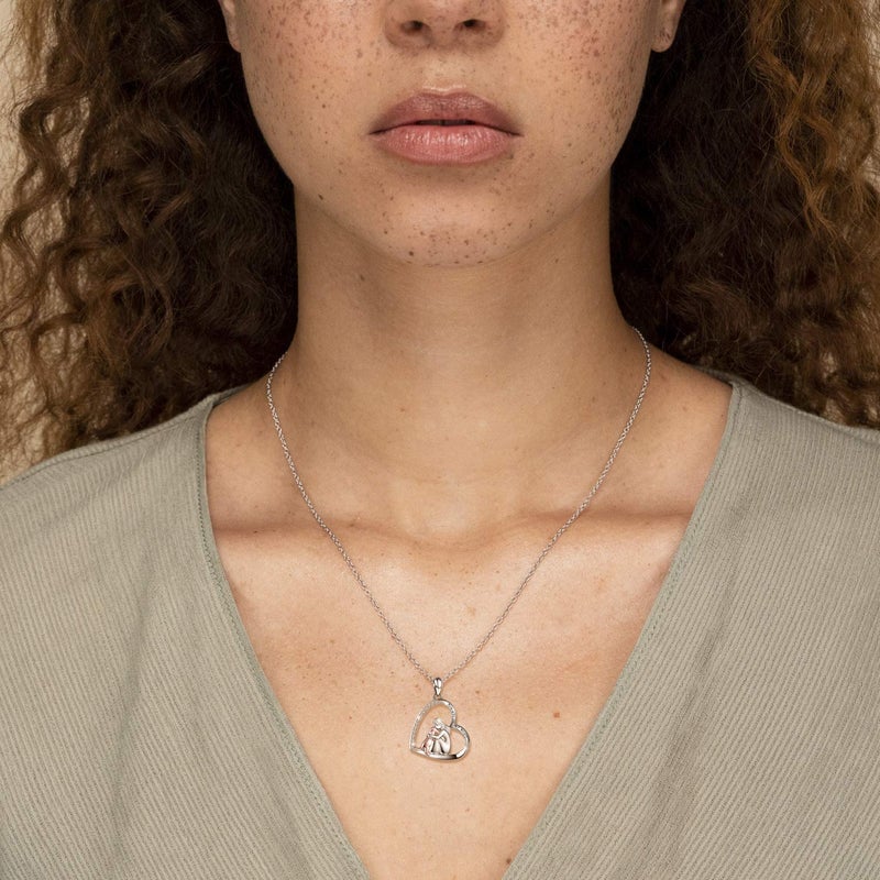 Apotie Sterling Silver Dog Necklace for her - Always in My Heart Pendant Puppy Mother Day Jewelry Gift for Mom Pet Lover (Dog and Heart Necklace) - Image 3